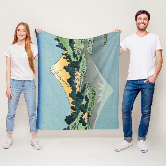 Hokusai Mount Fuji reflecteert in het meer van Kaw Fleece Deken (In situ)