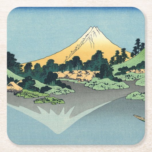 Hokusai Mount Fuji reflecteert in het meer van Kaw Kartonnen Onderzetters (Voorkant)