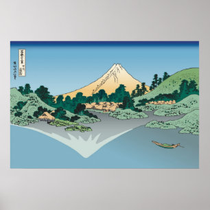 Hokusai Mount Fuji reflecteert in het meer van Kaw Poster