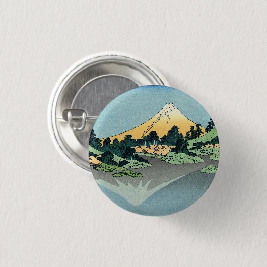 Hokusai Mount Fuji reflecteert in het meer van Kaw Ronde Button 3,2 Cm (Voorkant /achterkant)