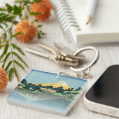 Hokusai Mount Fuji reflecteert in het meer van Kaw Sleutelhanger (Voorkant Rechts)
