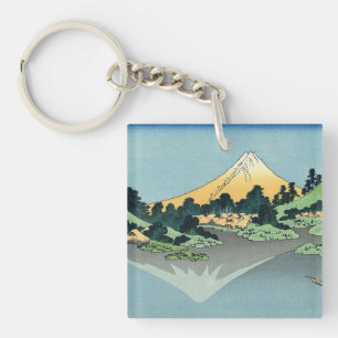 Hokusai Mount Fuji reflecteert in het meer van Kaw Sleutelhanger
