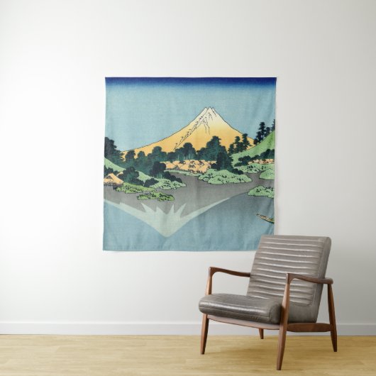 Hokusai Mount Fuji reflecteert in het meer van Kaw Wandkleed (In situ)
