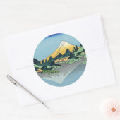 Hokusai - Mount Fuji weerspiegelt in het Kawaguchi Ronde Sticker (Envelop)