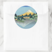 Hokusai - Mount Fuji weerspiegelt in het Kawaguchi Ronde Sticker (Tas)