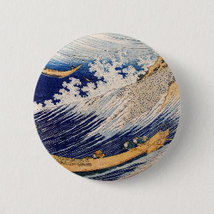 Hokusai Oceaan Golven Vissersboten Ronde Button 5,7 Cm