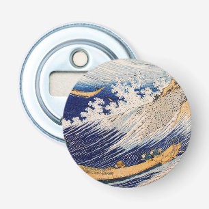 Hokusai Oceaangolven Zee Boten Button Flesopener