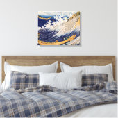 Hokusai Oceaangolven Zee Boten Canvas Afdruk (Insitu (Slaapkamer))