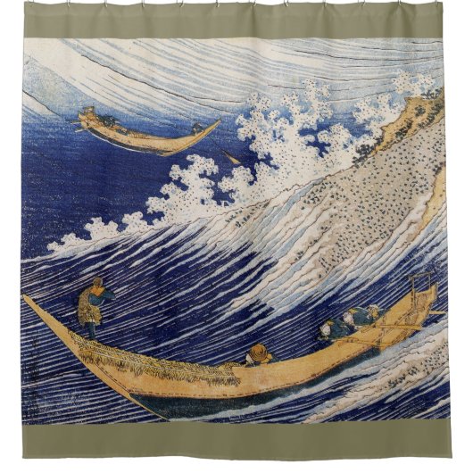 Hokusai Oceaangolven Zee Boten Douchegordijn (Voorkant)