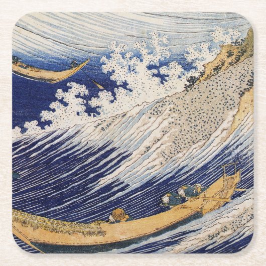Hokusai Oceaangolven Zee Boten Kartonnen Onderzetters (Voorkant)