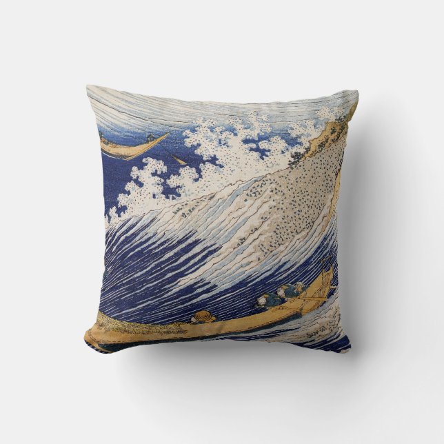Hokusai Oceaangolven Zee Boten Kussen (Voorkant)