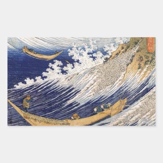 Hokusai Oceaangolven Zee Boten Rechthoekige Sticker (Voorkant)