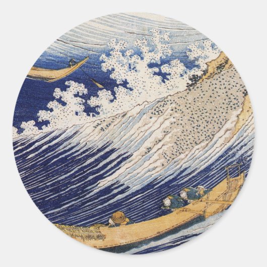 Hokusai Oceaangolven Zee Boten Ronde Sticker (Voorkant)