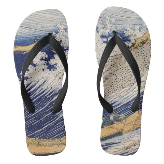 Hokusai Oceaangolven Zee Boten Teenslippers (Voetbed)
