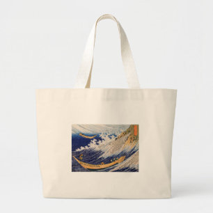 Hokusai Ocean Waves Vissen Boats Grote Tote Bag