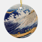Hokusai Ocean Waves Vissen Boats Keramisch Ornament (Voorkant)