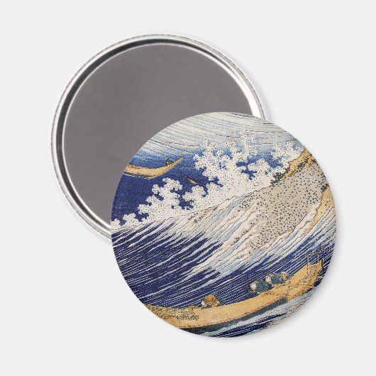 Hokusai Ocean Waves Vissen Boats Magneet (Voorkant / Achterkant)