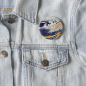 Hokusai Ocean Waves Vissen Boats Ronde Button 5,7 Cm (In situ)