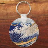 Hokusai Ocean Waves Vissen Boats Sleutelhanger (Voorkant)