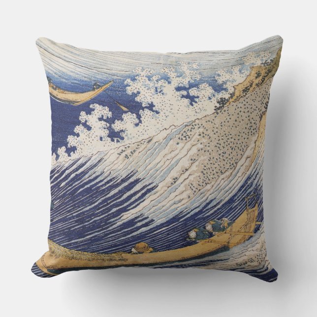 Hokusai Ocean Waves Zee Boten Buitenkussen (Voorkant)