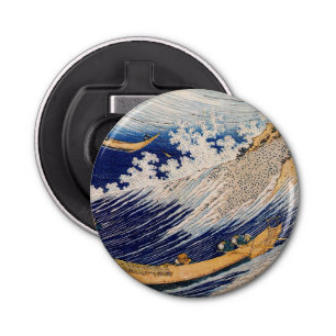 Hokusai Ocean Waves Zee Boten Button Flesopener