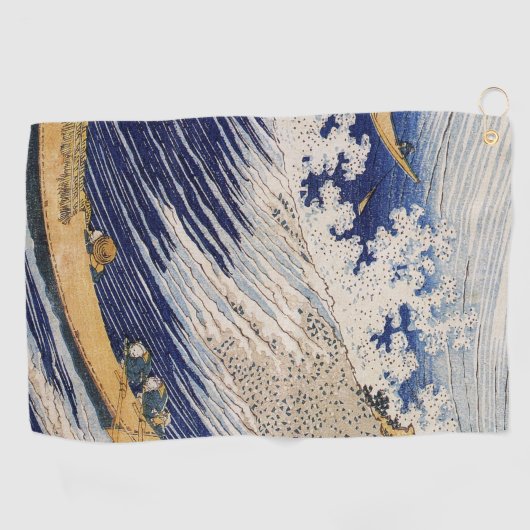 Hokusai Ocean Waves Zee Boten Golfhanddoek (Horizontaal)