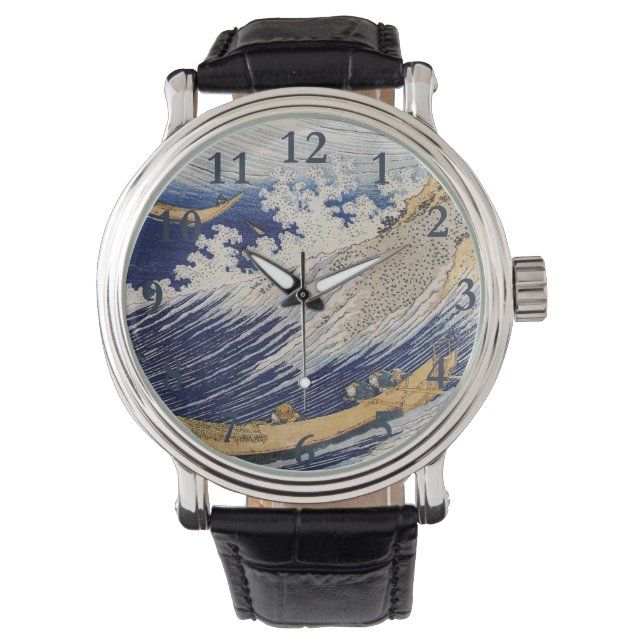 Hokusai Ocean Waves Zee Boten Horloge (Voorkant)