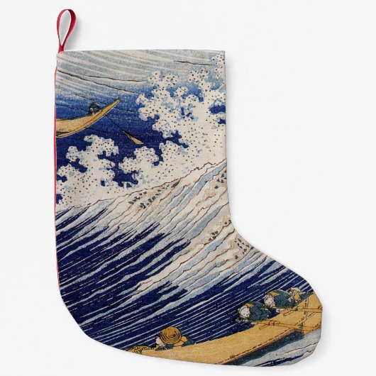 Hokusai Ocean Waves Zee Boten Kleine Kerstsok (Voorkant)