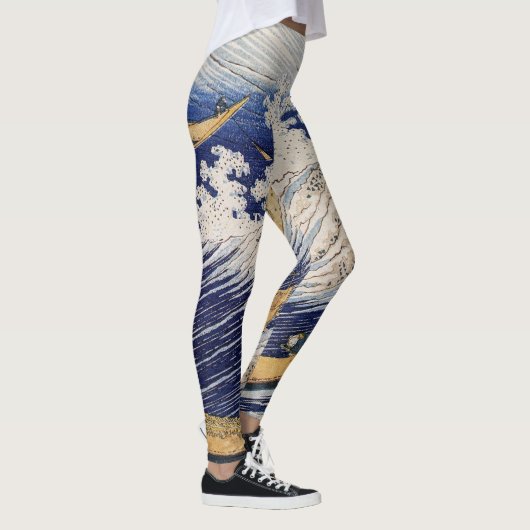 Hokusai Ocean Waves Zee Boten Leggings (Rechts)