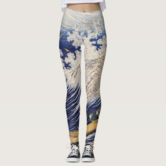 Hokusai Ocean Waves Zee Boten Leggings (Voorkant)