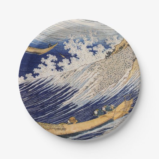 Hokusai Ocean Waves Zee Boten Papieren Bordje (Voorkant)