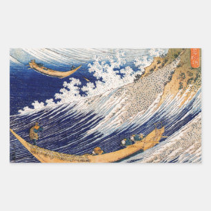 Hokusai Ocean Waves Zee Boten Rechthoekige Sticker