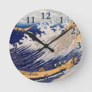 Hokusai Ocean Waves Zee Boten Ronde Klok