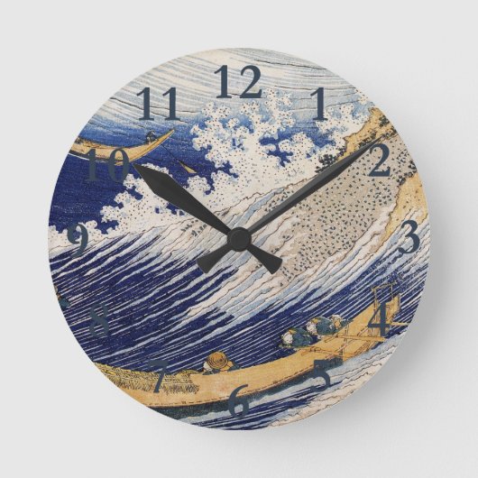 Hokusai Ocean Waves Zee Boten Ronde Klok (Voorkant)