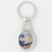 Hokusai Ocean Waves Zee Boten Sleutelhanger (Voorkant)