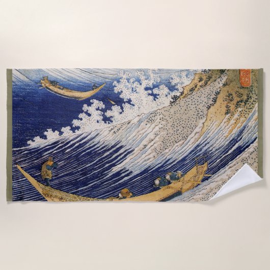 Hokusai Ocean Waves Zee Boten Strandlaken (Voorkant)