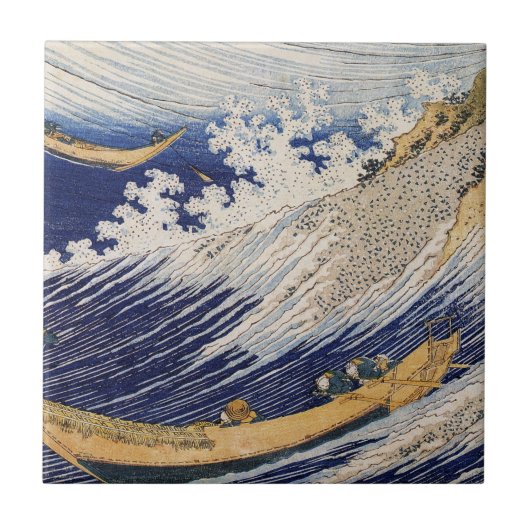 Hokusai Ocean Waves Zee Boten Tegeltje (Voorkant)