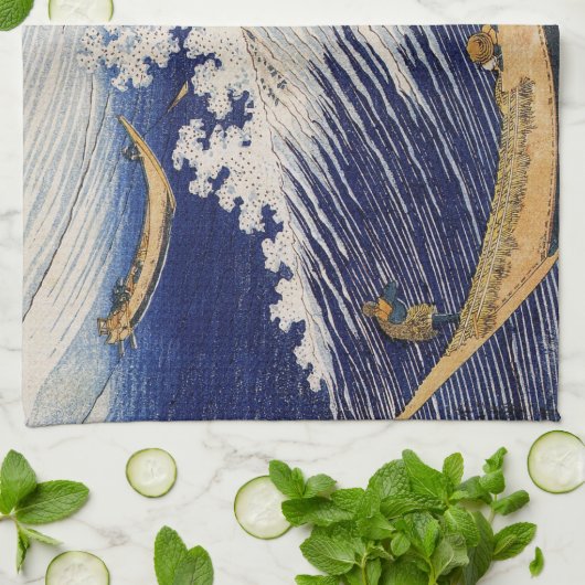 Hokusai Ocean Waves Zee Boten Theedoek (Gevouwen)