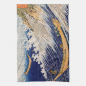 Hokusai Ocean Waves Zee Boten Theedoek (Verticaal)