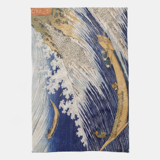 Hokusai Ocean Waves Zee Boten Theedoek (Verticaal)