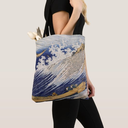 Hokusai Ocean Waves Zee Boten Tote Bag (Dichtbij)