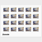 Hokusai Ocean Waves Zee Boten Vierkante Sticker (Vel)