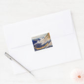 Hokusai Ocean Waves Zee Boten Vierkante Sticker (Envelop)