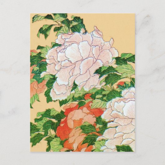 Hokusai Peonies en Butterfly Reboot Briefkaart (Voorkant)