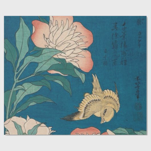Hokusai Peonies en Canarische  galerieHD Cadeaupapier (Vlak)