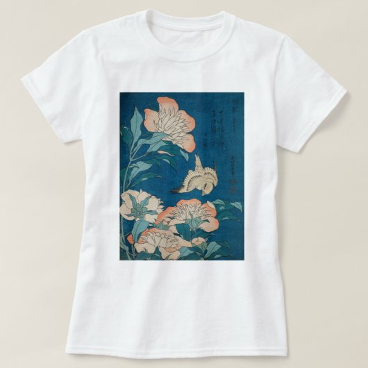 Hokusai Peonies en Canarische  galerieHD T-shirt (Design voorkant)