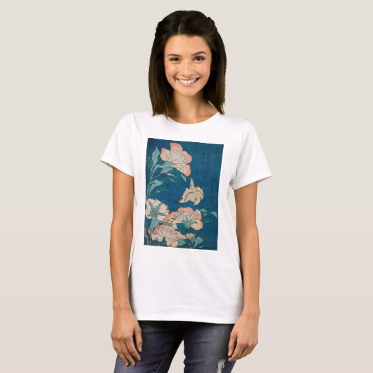 Hokusai Peonies en Canarische  galerieHD T-shirt (Voorkant volledig)