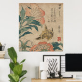 Hokusai Peony en Canarische Eilanden Poster (Thuiskantoor)