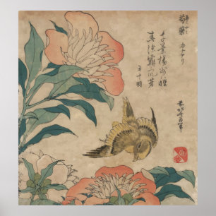 Hokusai Peony en Canarische Eilanden Poster