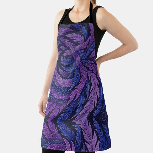 Hokusai Phoenix Apron | Purple Japanese Art Feathe Schort (Insitu)